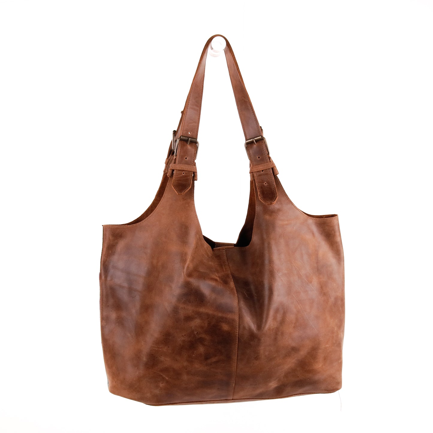 ALEJANDRA BAG - TIE DYE - UPCYCLED DENIM - CAOBA LEATHER - NO. 10019