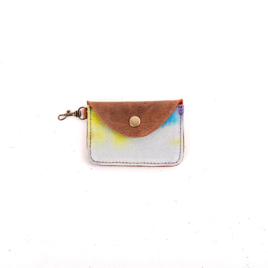 CARD WALLET - TIE DYE - UPCYCLED DENIM - CAOBA LEATHER - NO. 10003
