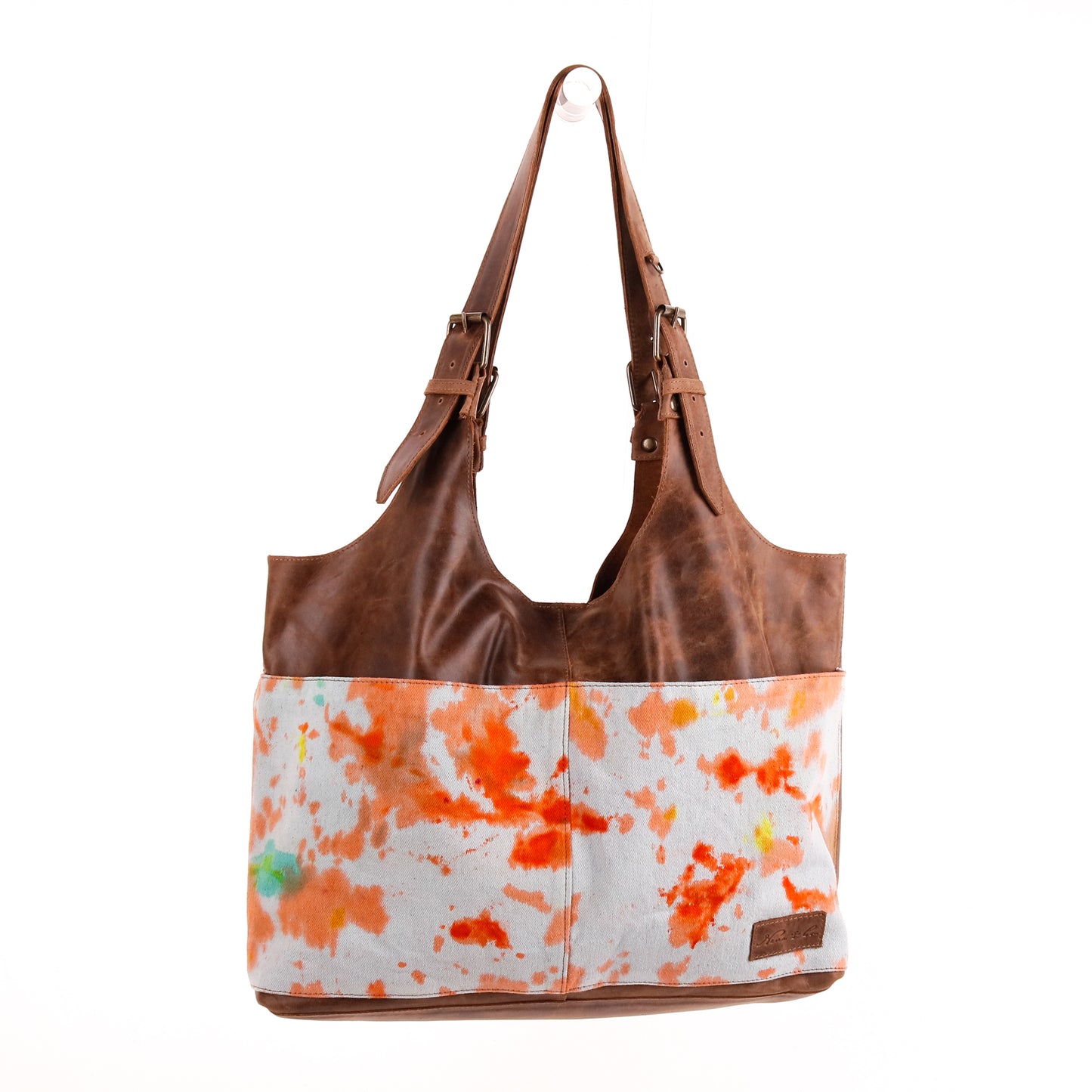 ALEJANDRA BAG - TIE DYE - UPCYCLED DENIM - CAOBA LEATHER - NO. 10025