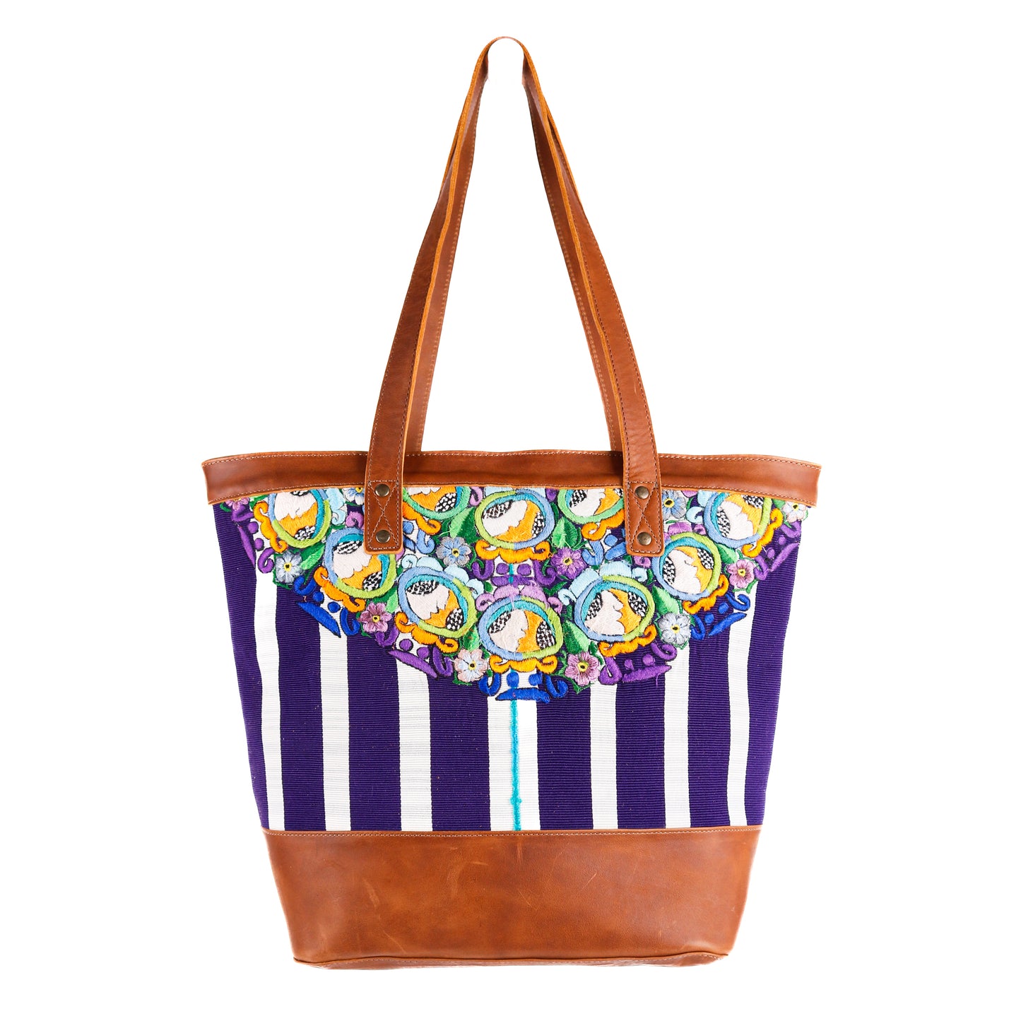 CADIZ TOTE - OOAK HUIPIL - ZUNIL REGION - CAFE - NO. 10612