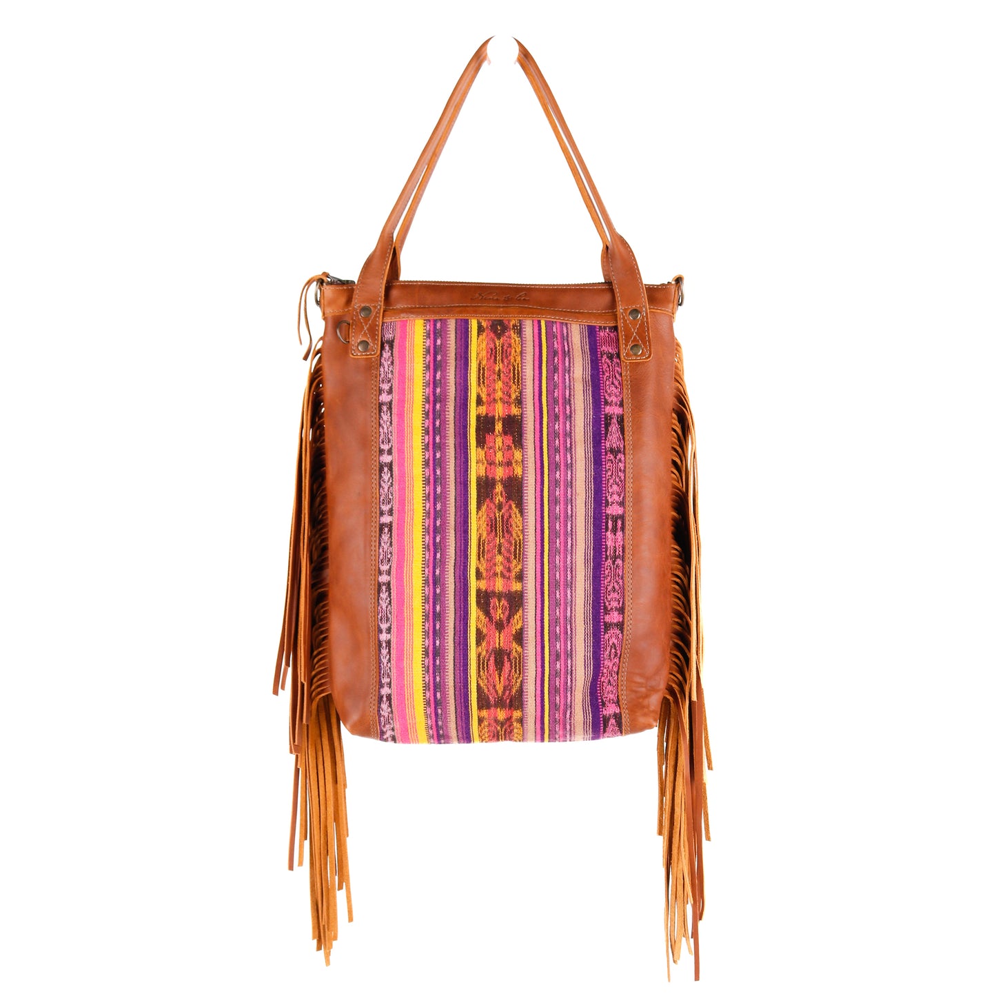 PERFECT FRINGE TOTE - OOAK CORTE TEXTILE - CAFE - NO. 10670