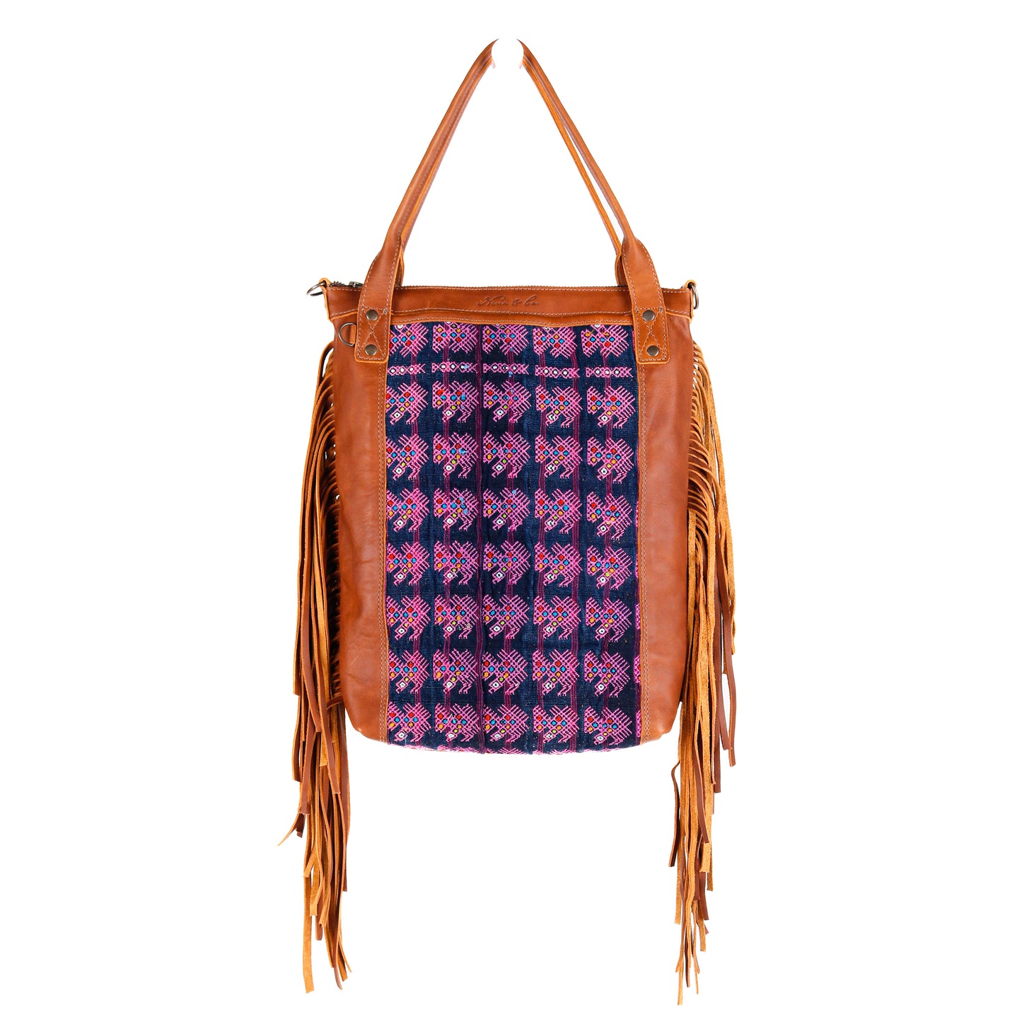 PERFECT FRINGE TOTE - OOAK VINTAGE TEXTILE - CAFE - NO. 10680
