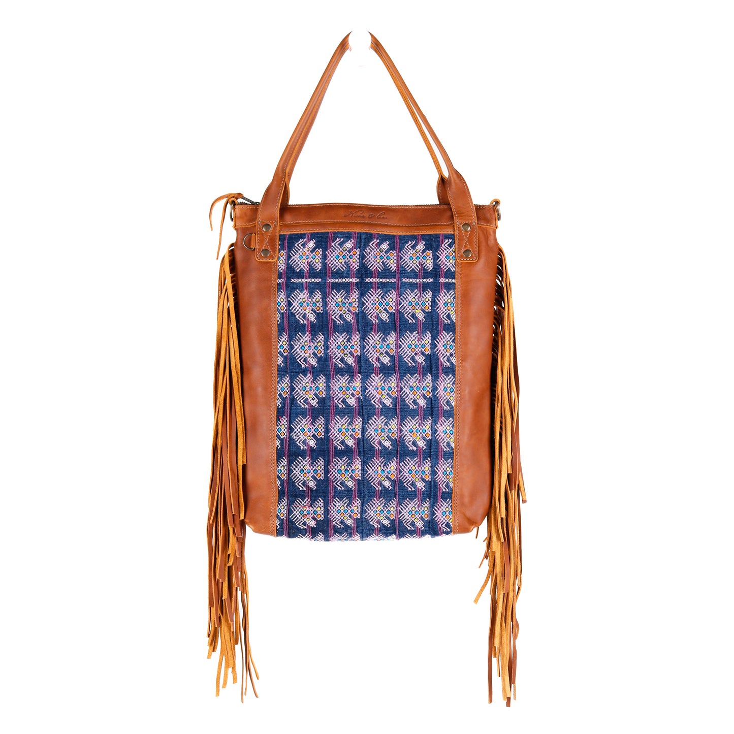 PERFECT FRINGE TOTE - OOAK VINTAGE TEXTILE - CAFE - NO. 10685
