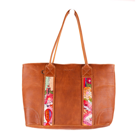 THE FOREVER TOTE - VINTAGE FAJA ACCENTS - CAFE - NO. 10691