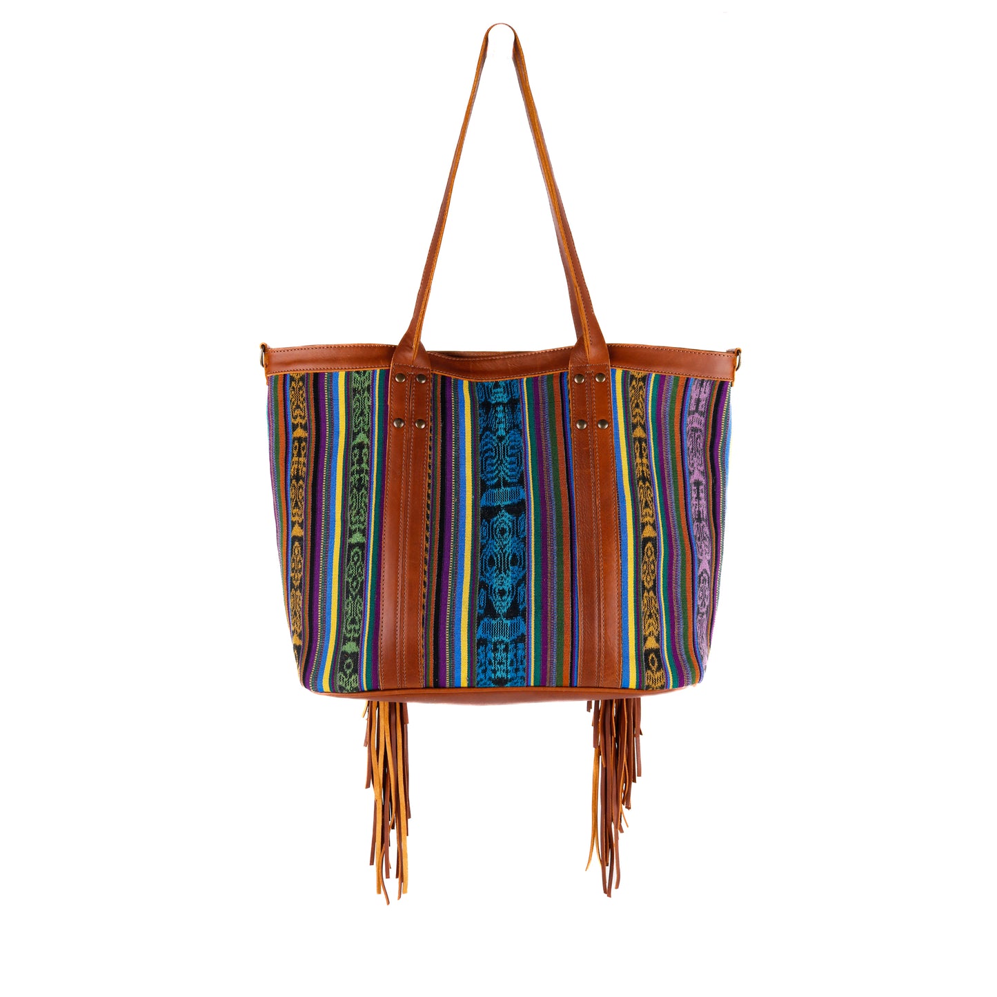 LUCIA FRINGE TOTE - OOAK CORTE DE PLAYA - CAFE - NO. 10724