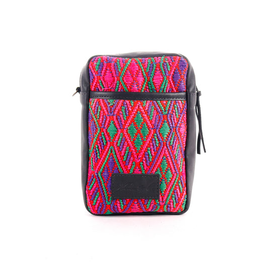 CROSSBODY TRAVEL BAG - OOAK HUIPIL - BLACK - NO. 11692