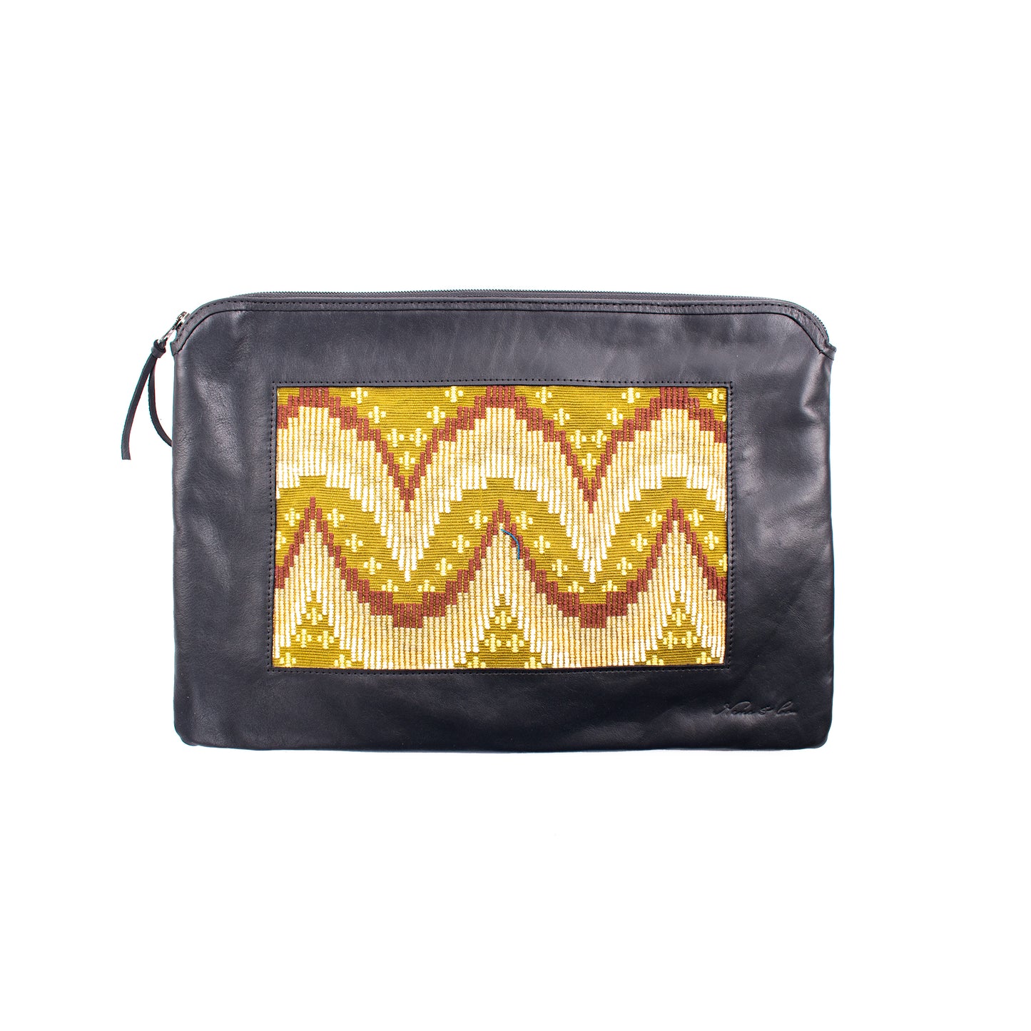 H&S LAPTOP CASE 16" - MOONS & STARS PANEL - BLACK LEATHER - NO. 12656