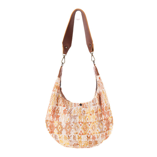 BOHO SADDLE BAG - OOAK HUIPIL - CAFE - NO. 13533