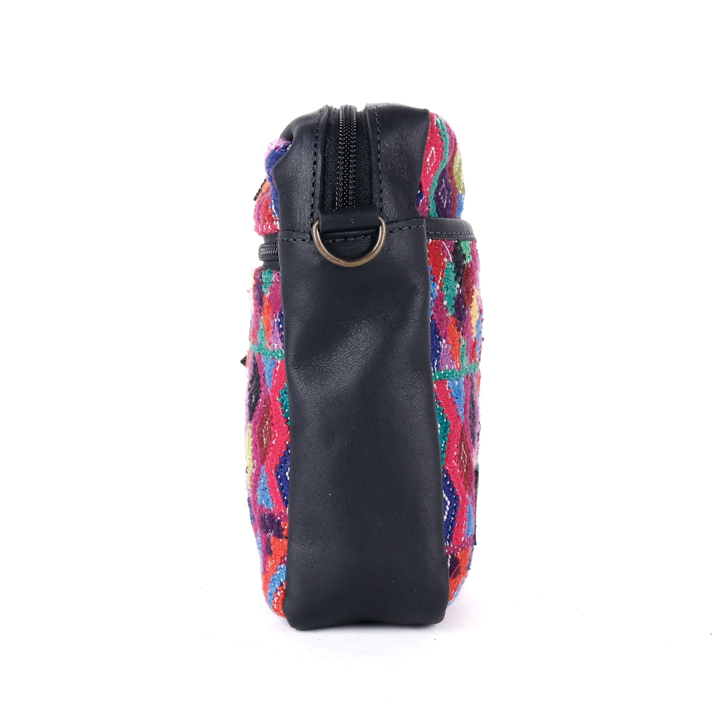 CROSSBODY TRAVEL BAG - OOAK HUIPIL - BLACK - NO. 13974