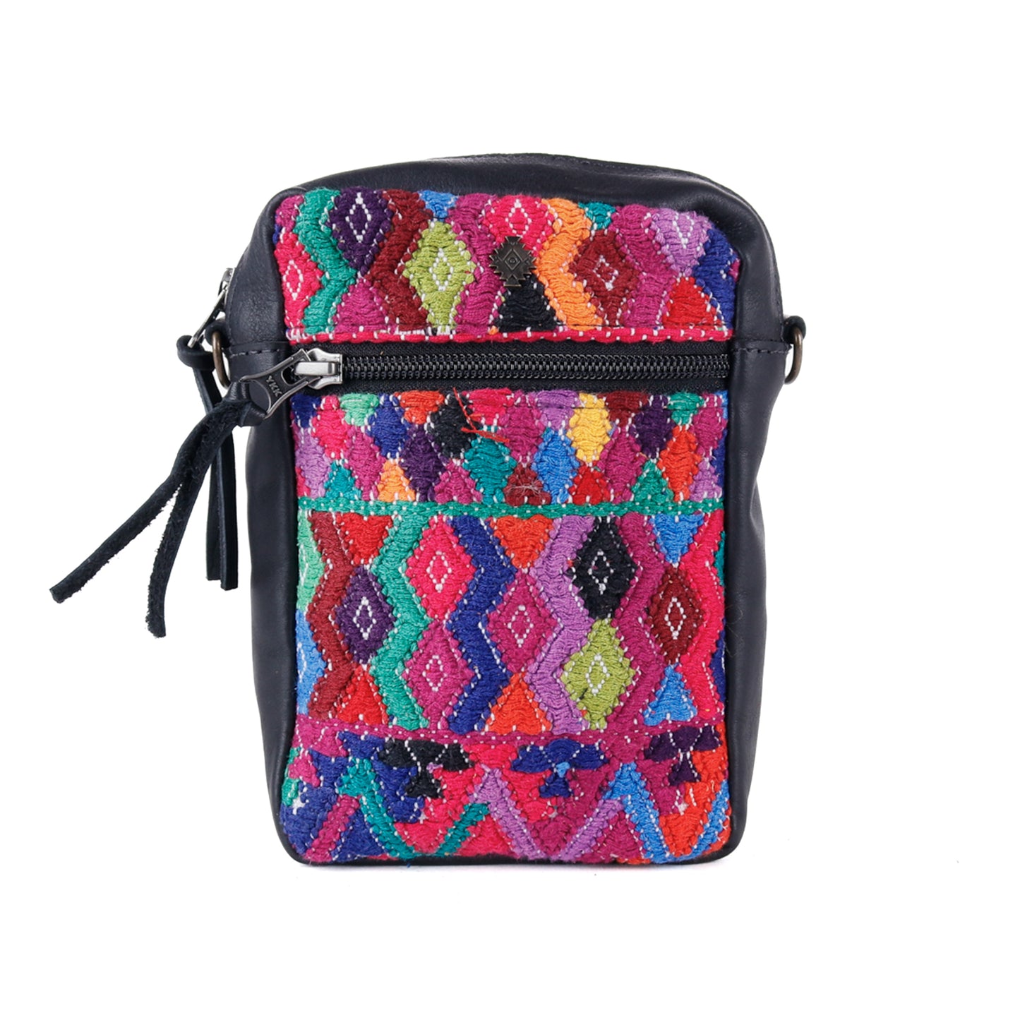 CROSSBODY TRAVEL BAG - OOAK HUIPIL - BLACK - NO. 13974