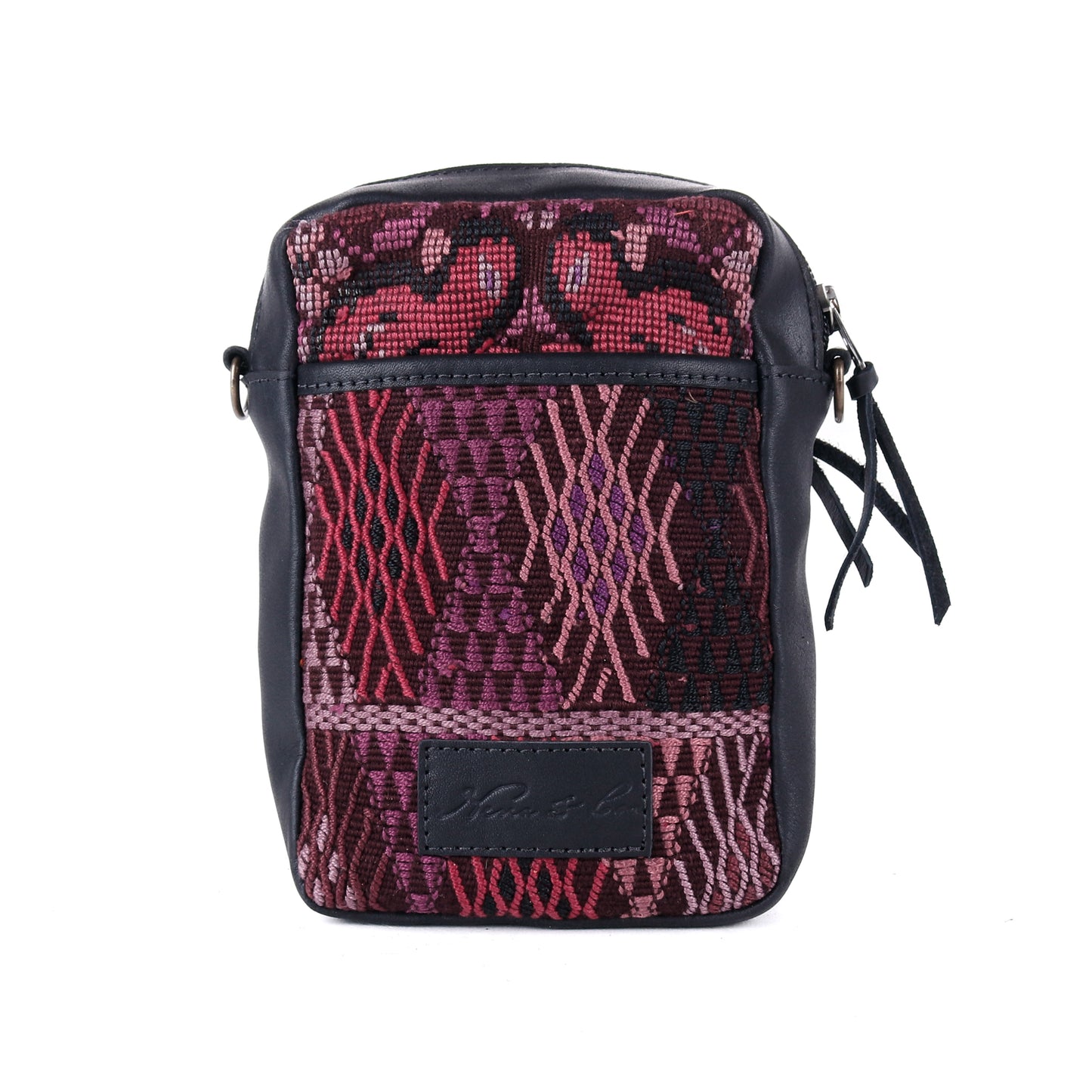 CROSSBODY TRAVEL BAG - OOAK HUIPIL - BLACK - NO. 13978