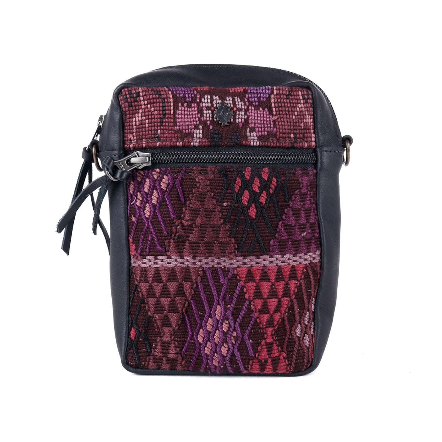 CROSSBODY TRAVEL BAG - OOAK HUIPIL - BLACK - NO. 13978