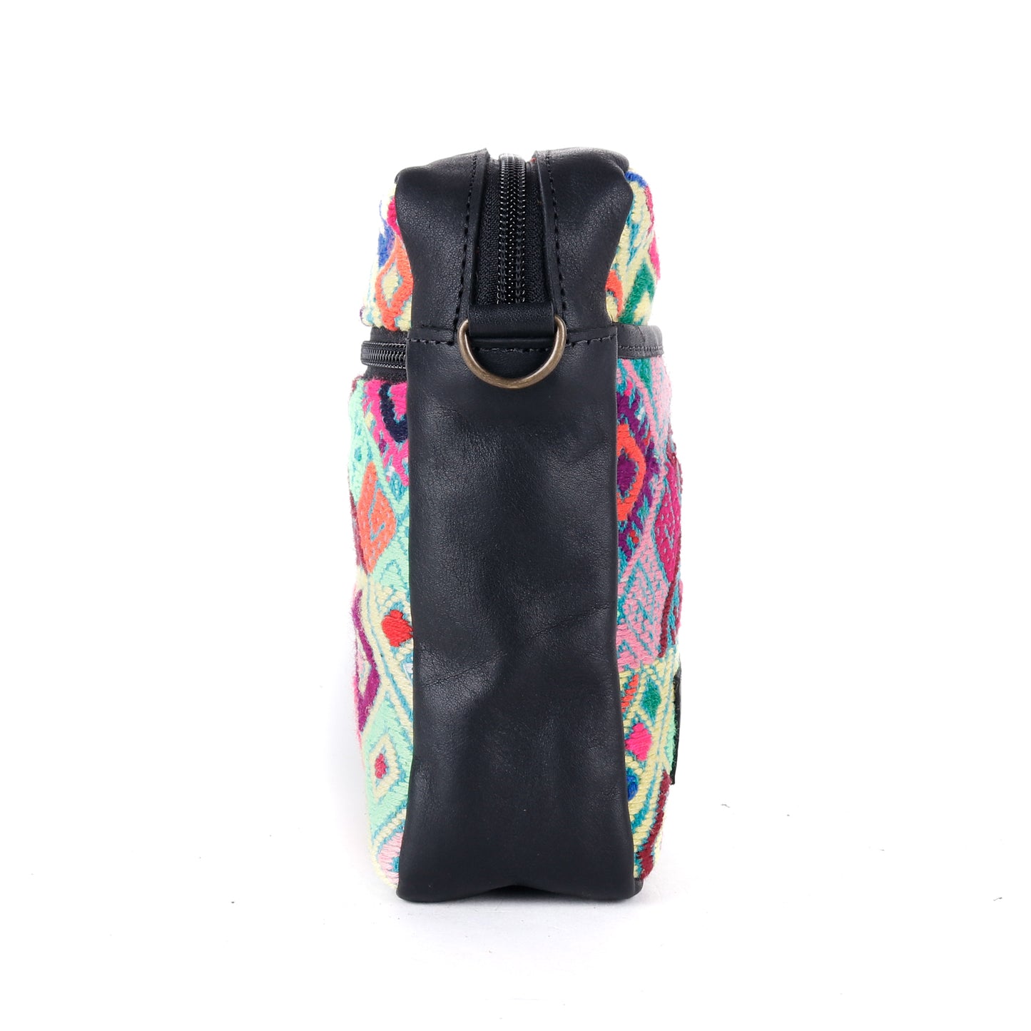 CROSSBODY TRAVEL BAG - OOAK HUIPIL - BLACK - NO. 13979