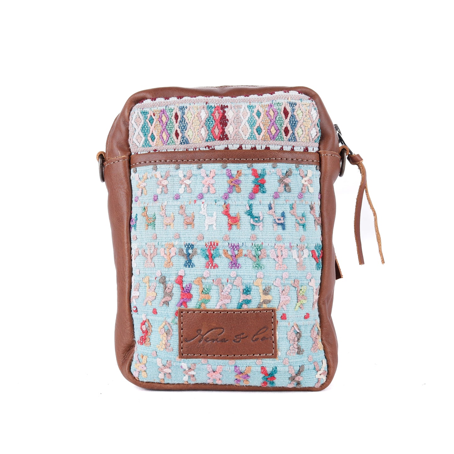 CROSSBODY TRAVEL BAG - OOAK HUIPIL - CAFE - NO. 13989