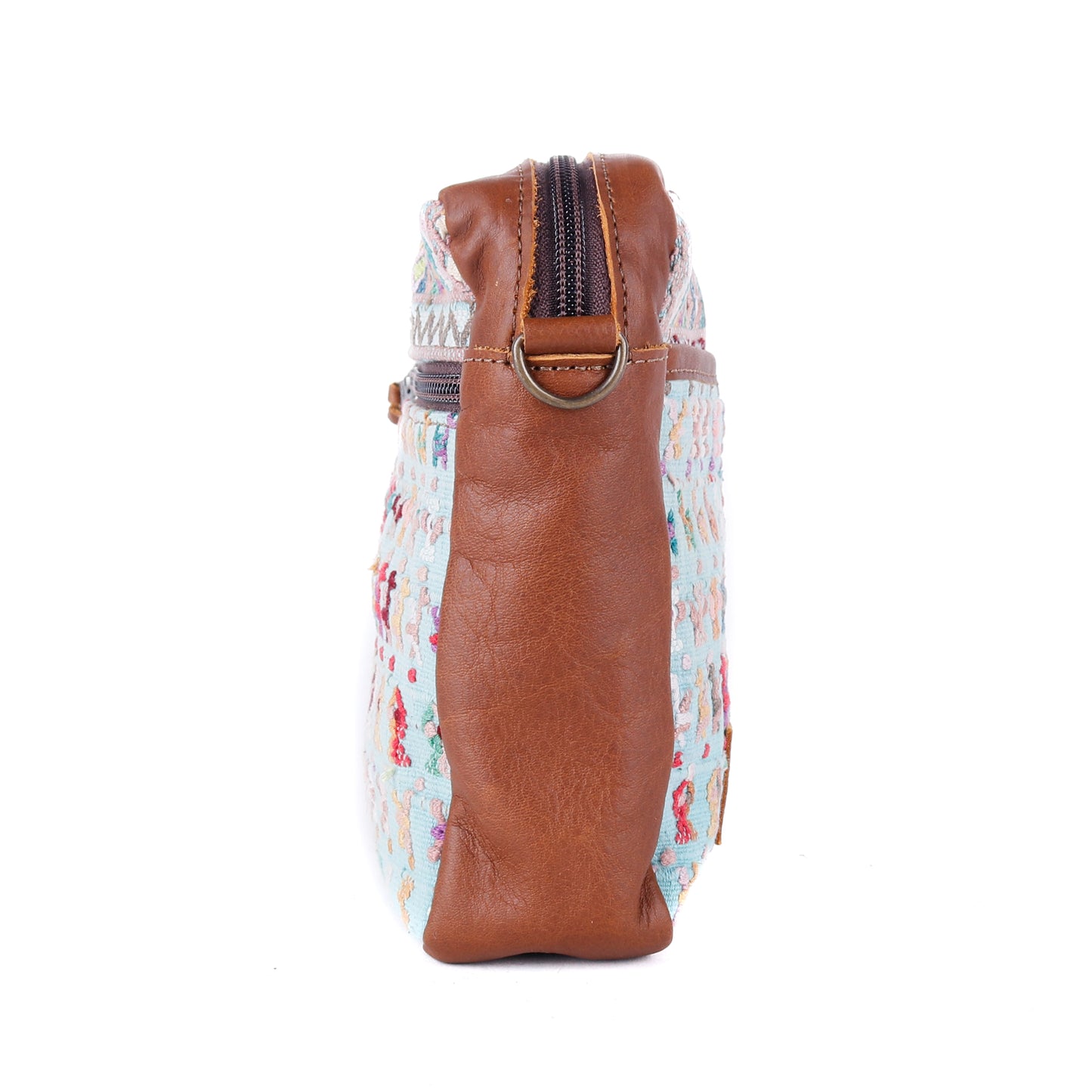 CROSSBODY TRAVEL BAG - OOAK HUIPIL - CAFE - NO. 13989