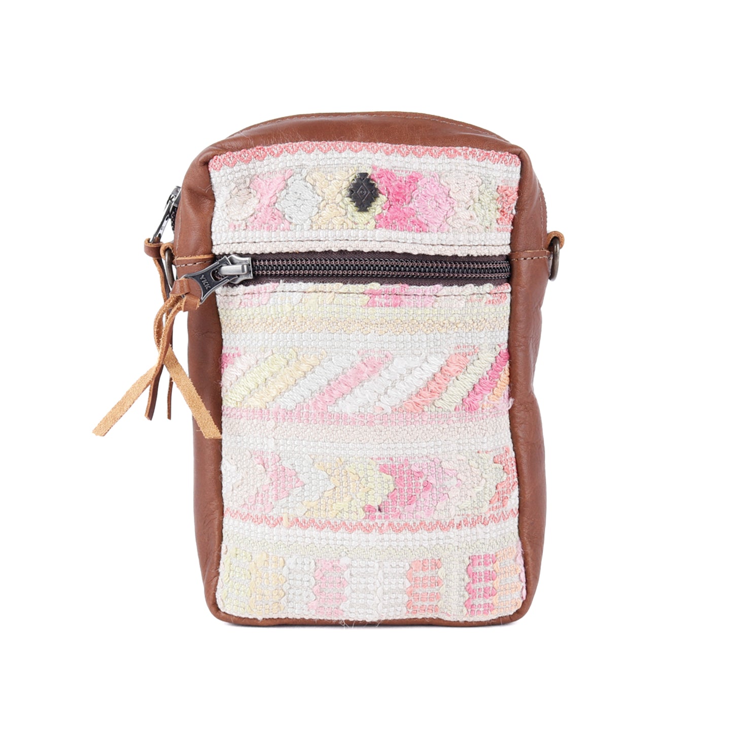 **CLOSEOUT** CROSSBODY TRAVEL BAG - OOAK HUIPIL - CAFE - NO. 13990