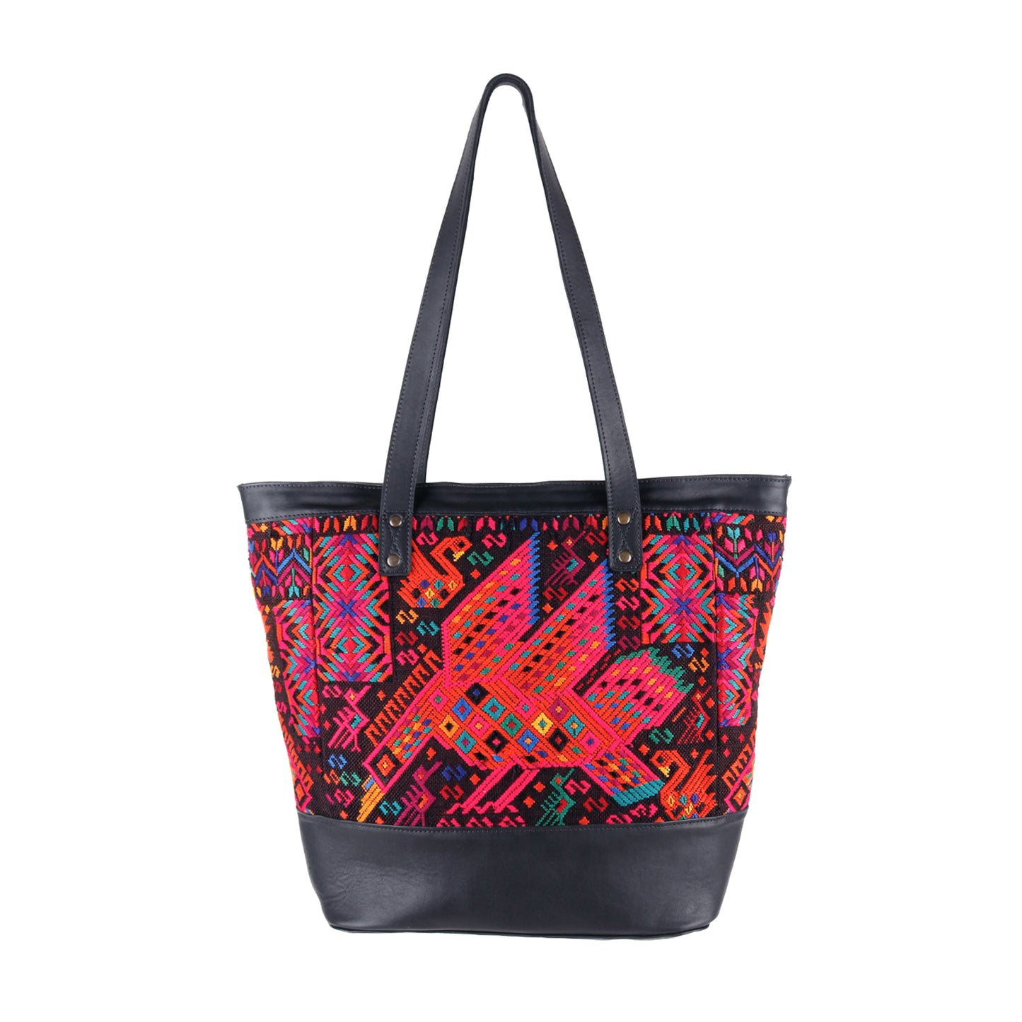 CADIZ TOTE - OOAK HUIPIL - BLACK - NO. 14038