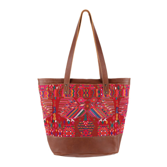 CADIZ TOTE - OOAK HUIPIL - CAFE - NO. 14040