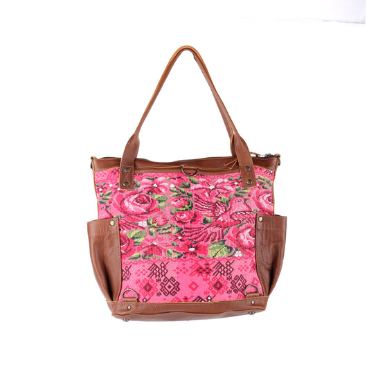 THE MEDIUM PERFECT BAG - OOAK HUIPIL - CAFE - NO. 14287