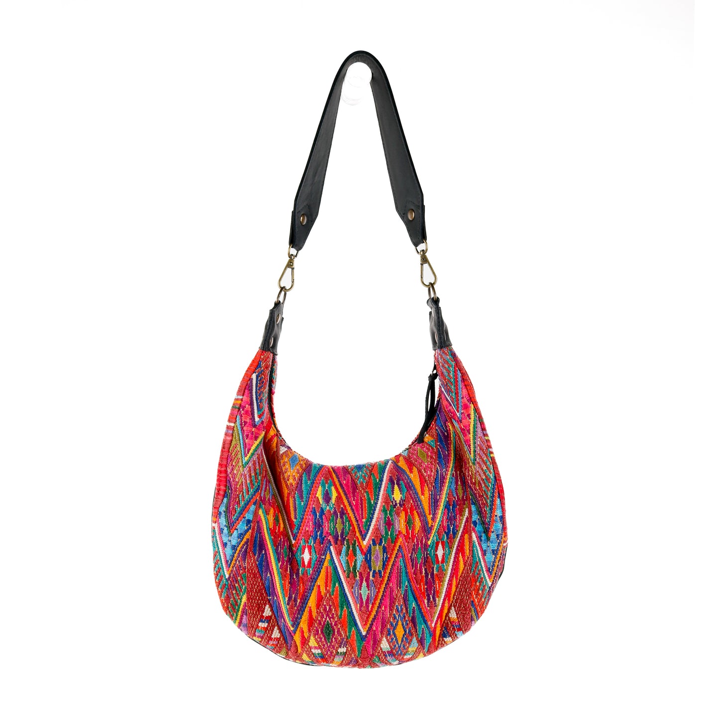 BOHO SADDLE BAG - OOAK HUIPIL - BLACK - NO. 15284