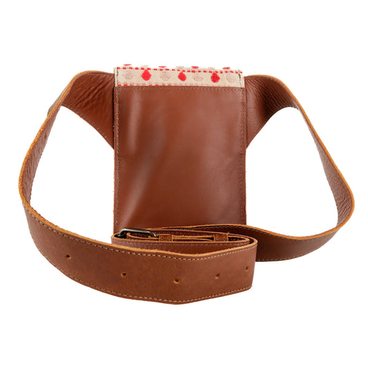 **CLOSEOUT** HIP SATCHEL - OOAK HUIPIL - CAFE - NO. 15330