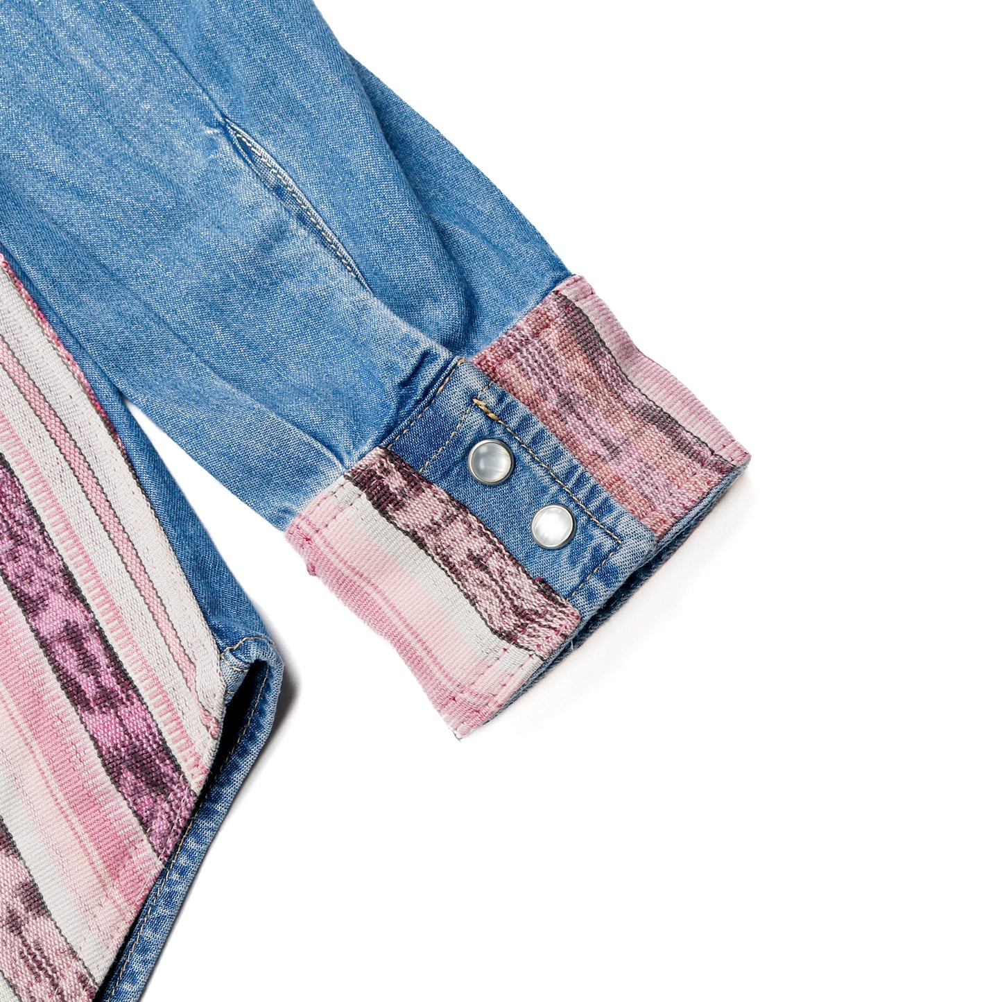DENIM SHIRT WITH ARTISAN TEXTILE DETAILS - SIZE M - NO. 15349