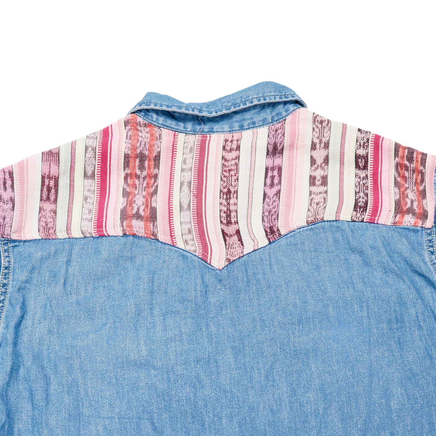 DENIM SHIRT WITH ARTISAN TEXTILE DETAILS - SIZE M - NO. 15349