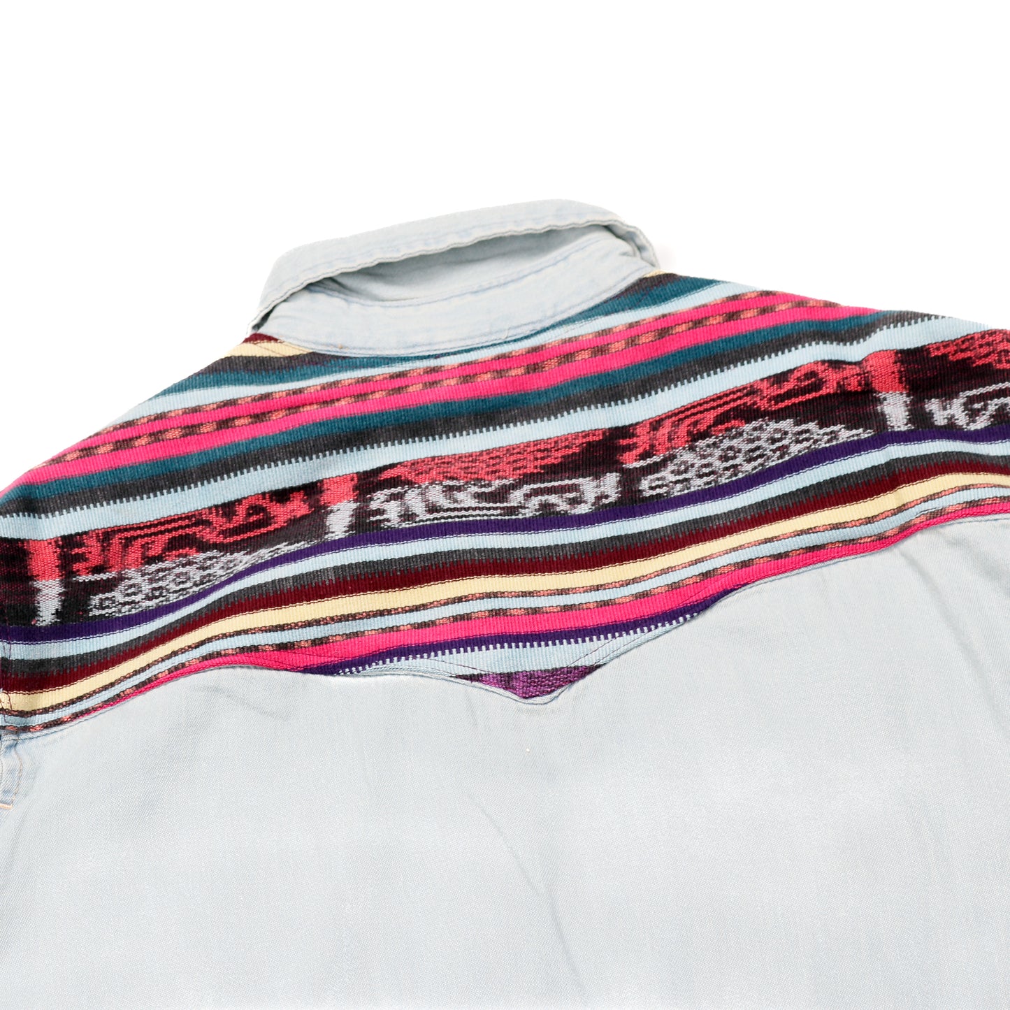 DENIM SHIRT WITH ARTISAN TEXTILE DETAILS - SIZE L - NO. 15351