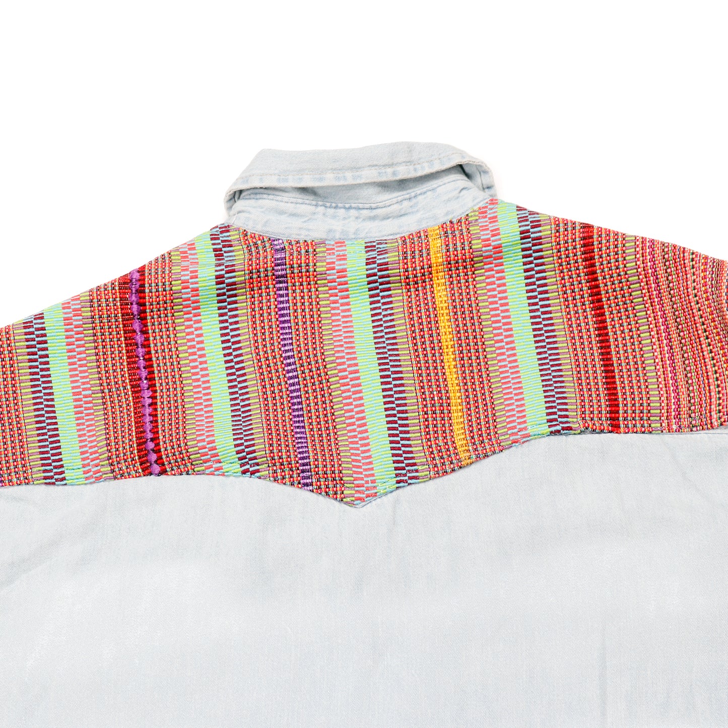 DENIM SHIRT WITH ARTISAN TEXTILE DETAILS - SIZE XL - NO. 15353