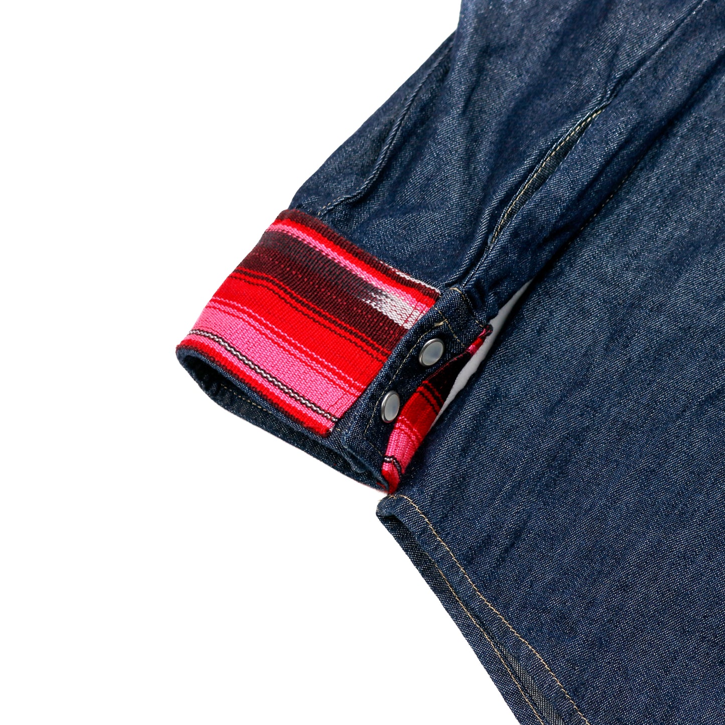 DENIM SHIRT WITH ARTISAN TEXTILE DETAILS - SIZE XL - NO. 15354