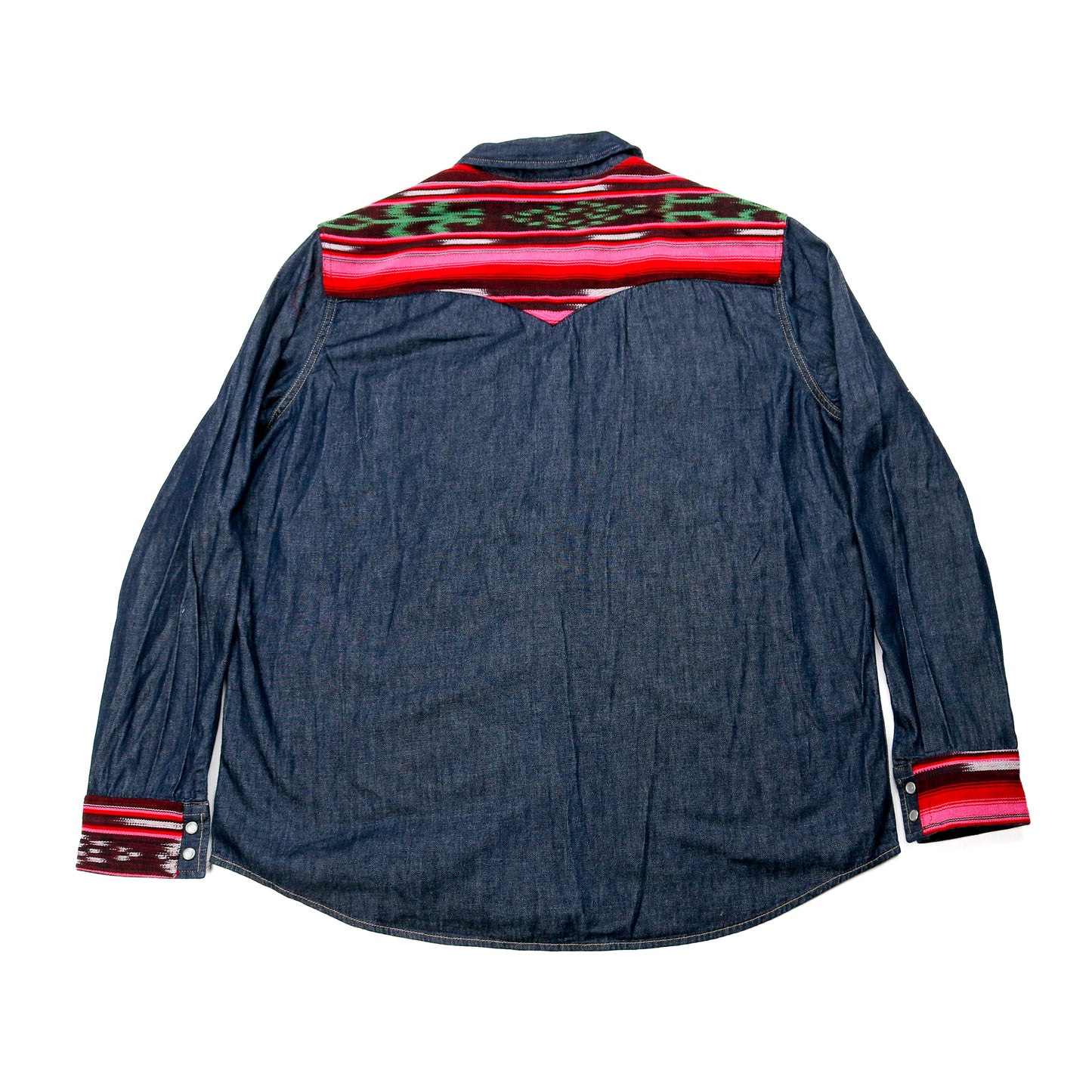 DENIM SHIRT WITH ARTISAN TEXTILE DETAILS - SIZE XL - NO. 15354