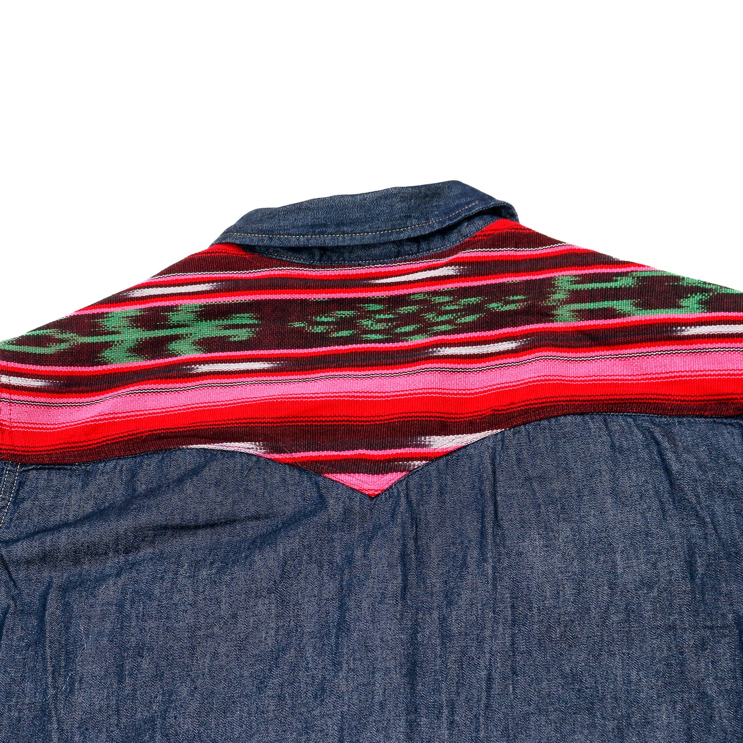 DENIM SHIRT WITH ARTISAN TEXTILE DETAILS - SIZE XL - NO. 15354