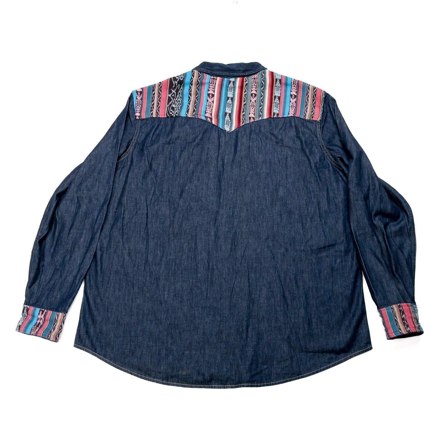 DENIM SHIRT WITH ARTISAN TEXTILE DETAILS - SIZE XXL - NO. 15357