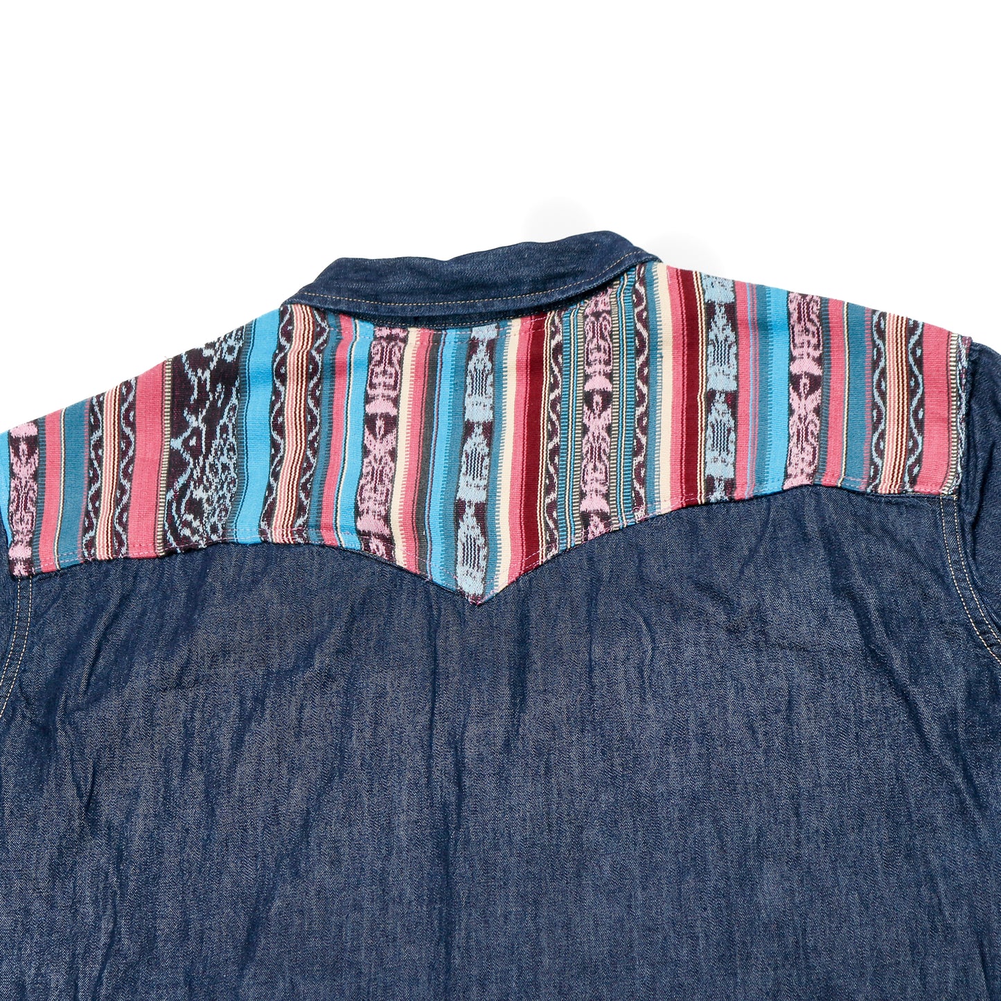 DENIM SHIRT WITH ARTISAN TEXTILE DETAILS - SIZE XXL - NO. 15357