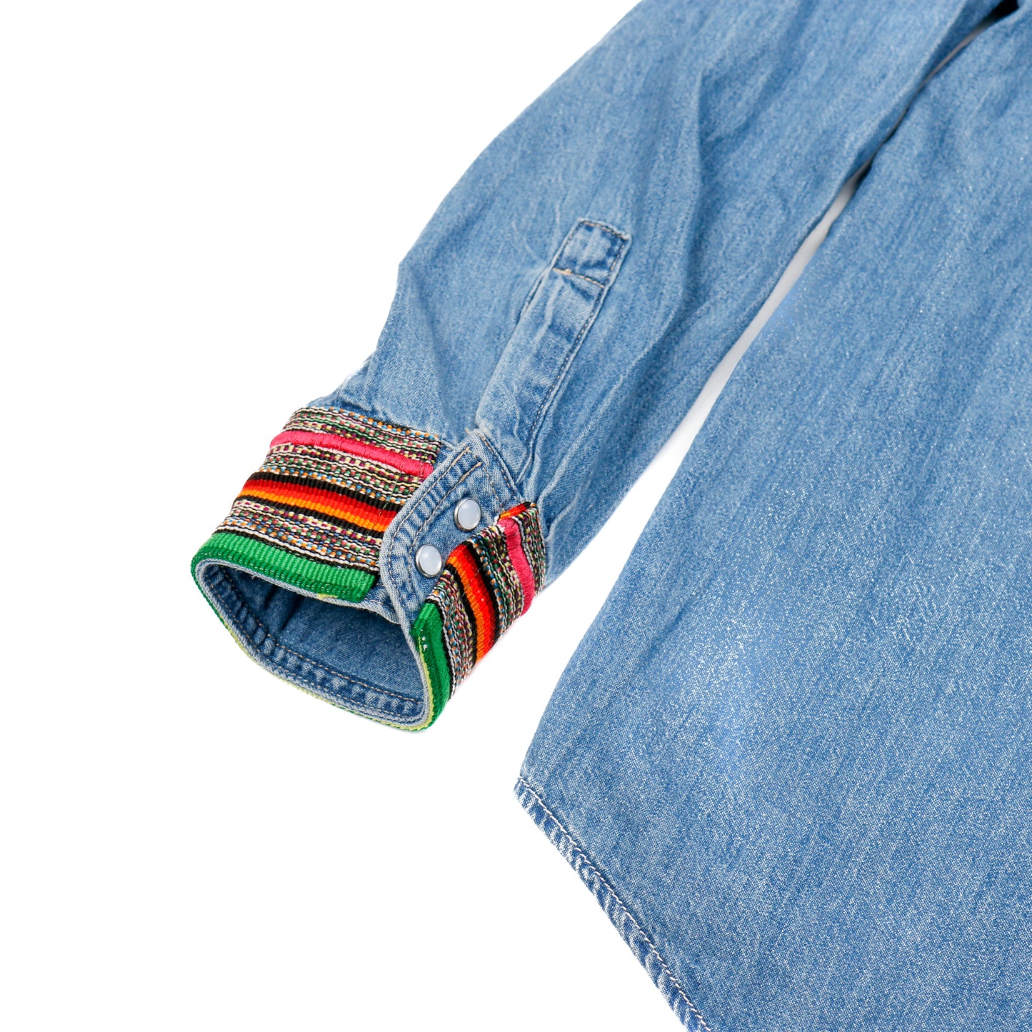 DENIM SHIRT WITH ARTISAN TEXTILE DETAILS - SIZE XXL - NO. 15358