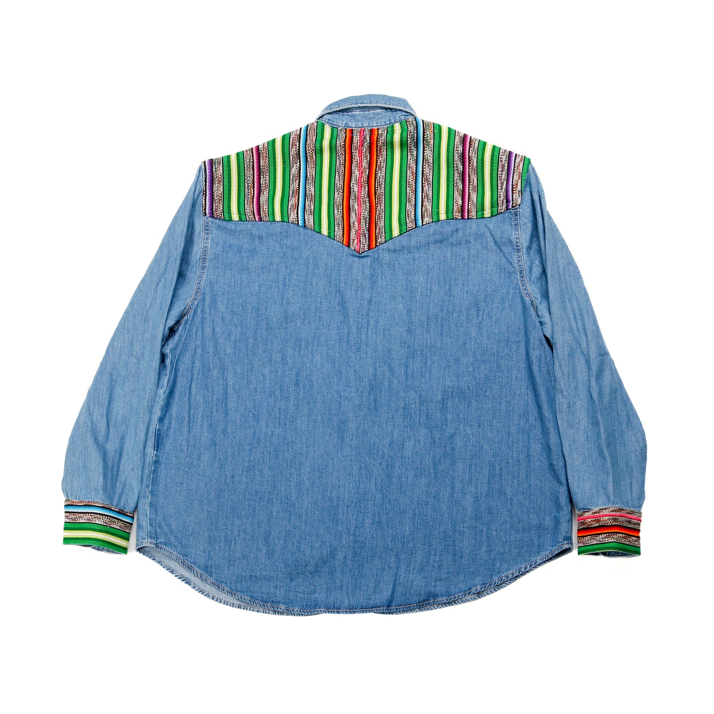 DENIM SHIRT WITH ARTISAN TEXTILE DETAILS - SIZE XXL - NO. 15358