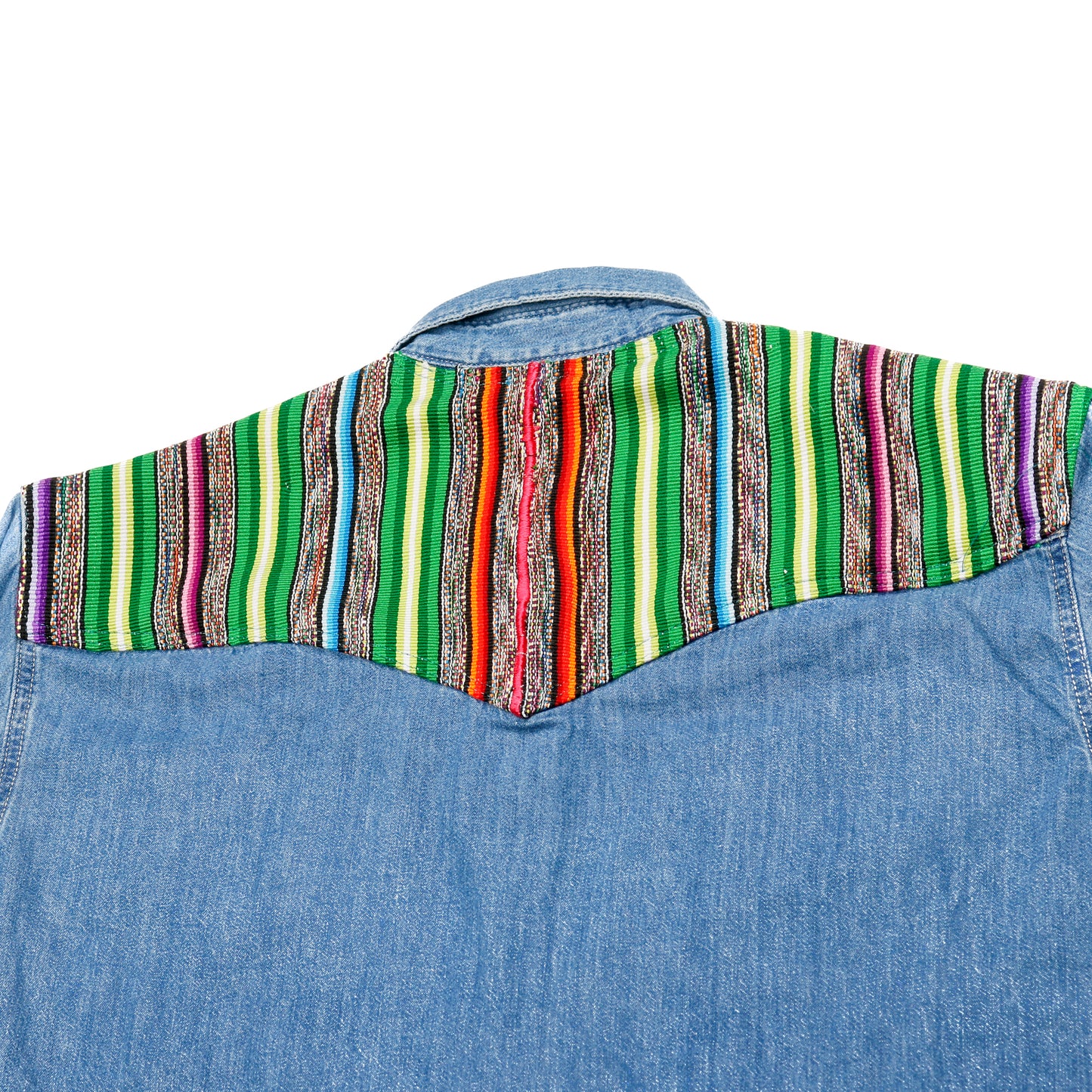 DENIM SHIRT WITH ARTISAN TEXTILE DETAILS - SIZE XXL - NO. 15358