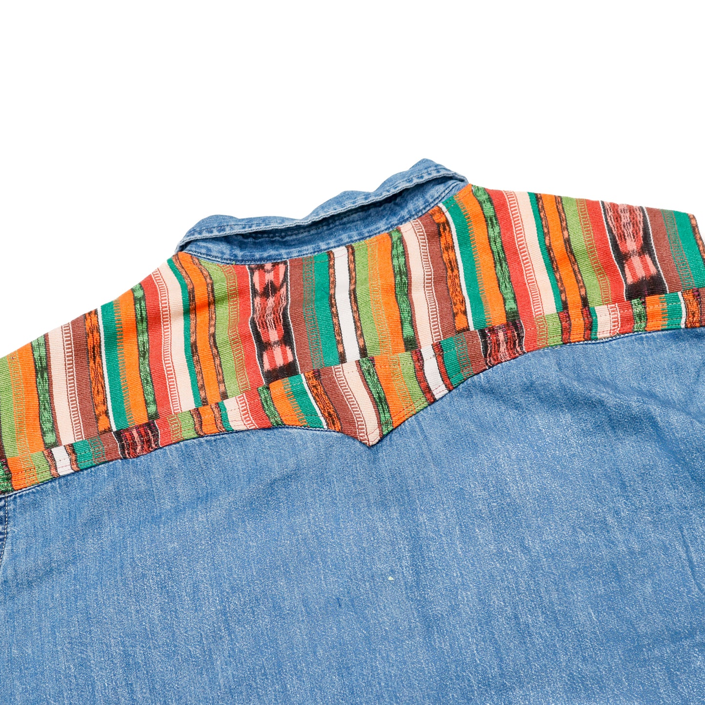 DENIM SHIRT WITH ARTISAN TEXTILE DETAILS - SIZE XXL - NO. 15359