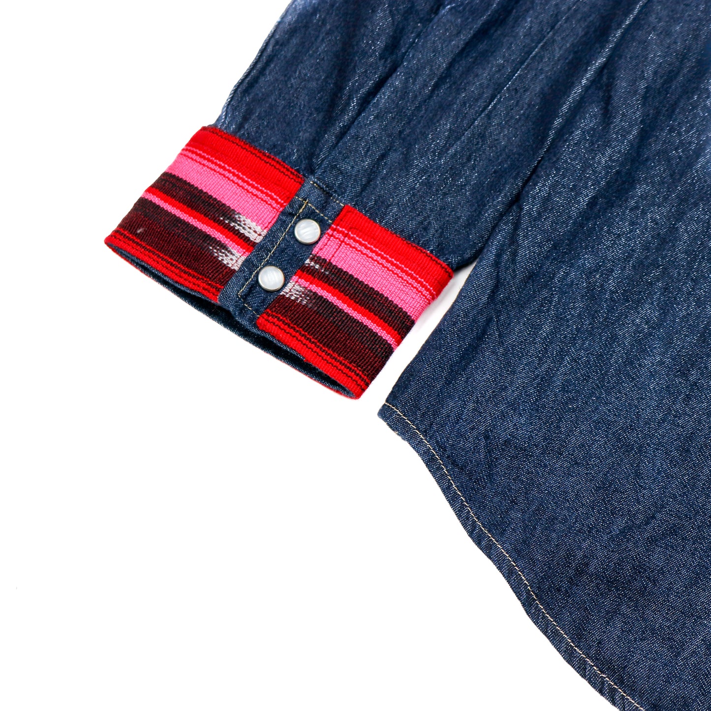 DENIM SHIRT WITH ARTISAN TEXTILE DETAILS - SIZE XXL - NO. 15361