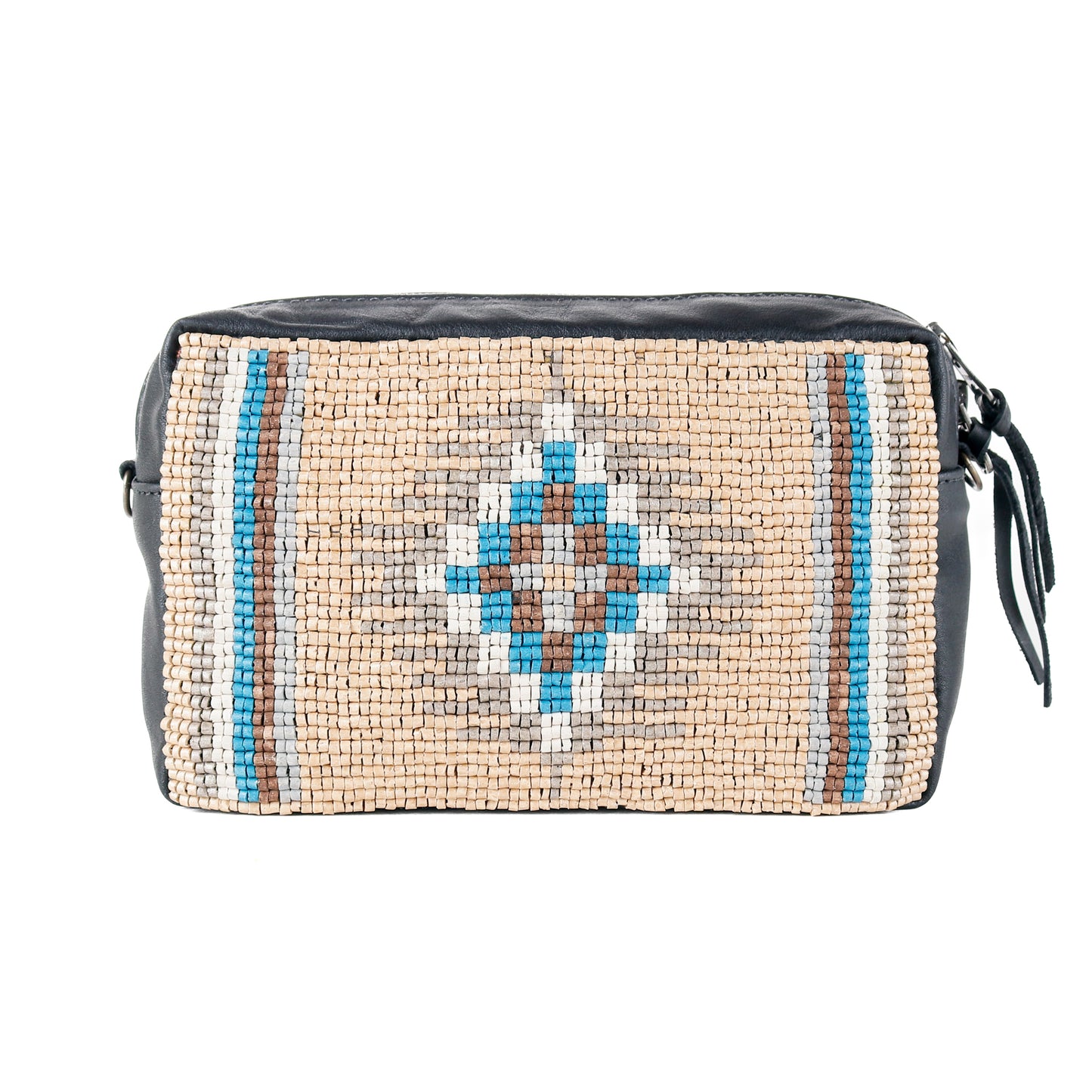 H&S WANDER CROSSBODY SET - OOAK BEADED PANEL - BLACK - NO. 15518