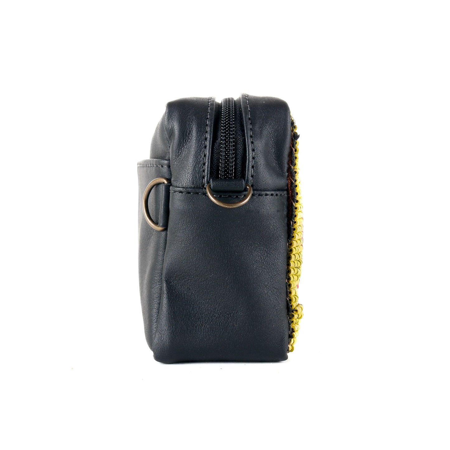 H&S WANDER CROSSBODY SET - OOAK BEADED PANEL - BLACK - NO. 15519