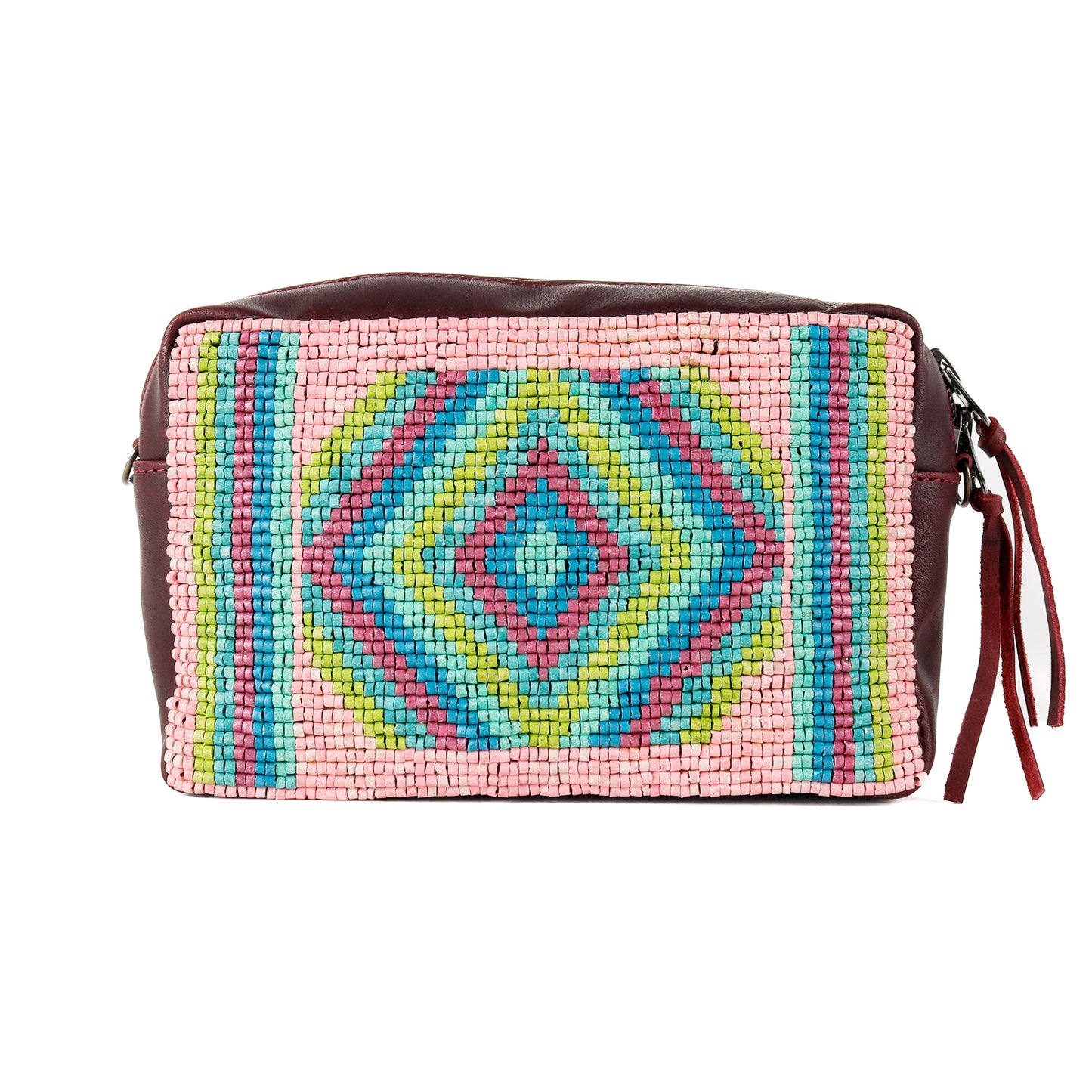 H&S WANDER CROSSBODY SET - OOAK BEADED PANEL - VINO TINTO - NO. 15524
