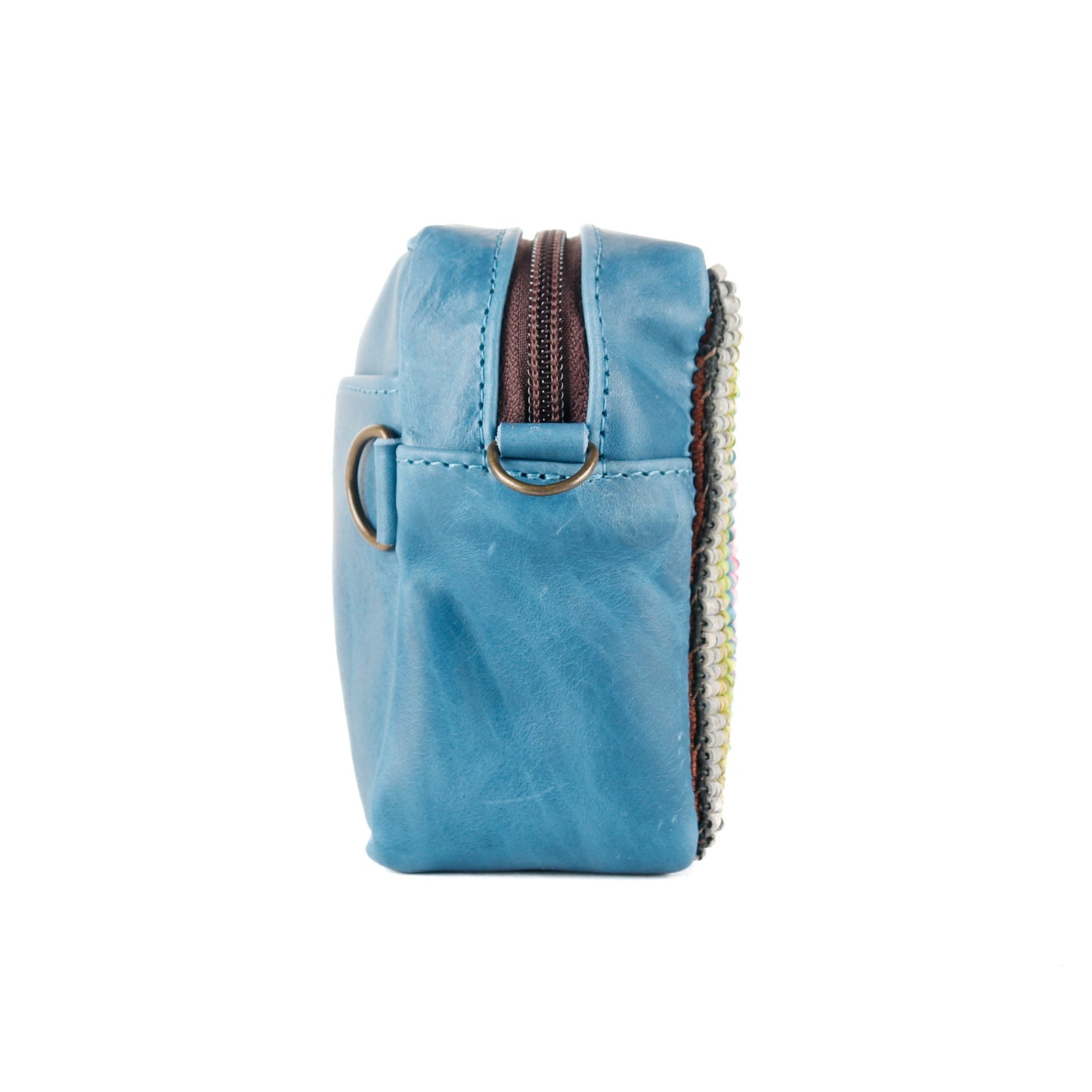 H&S WANDER CROSSBODY SET - OOAK BEADED PANEL - CERULEAN - NO. 15527