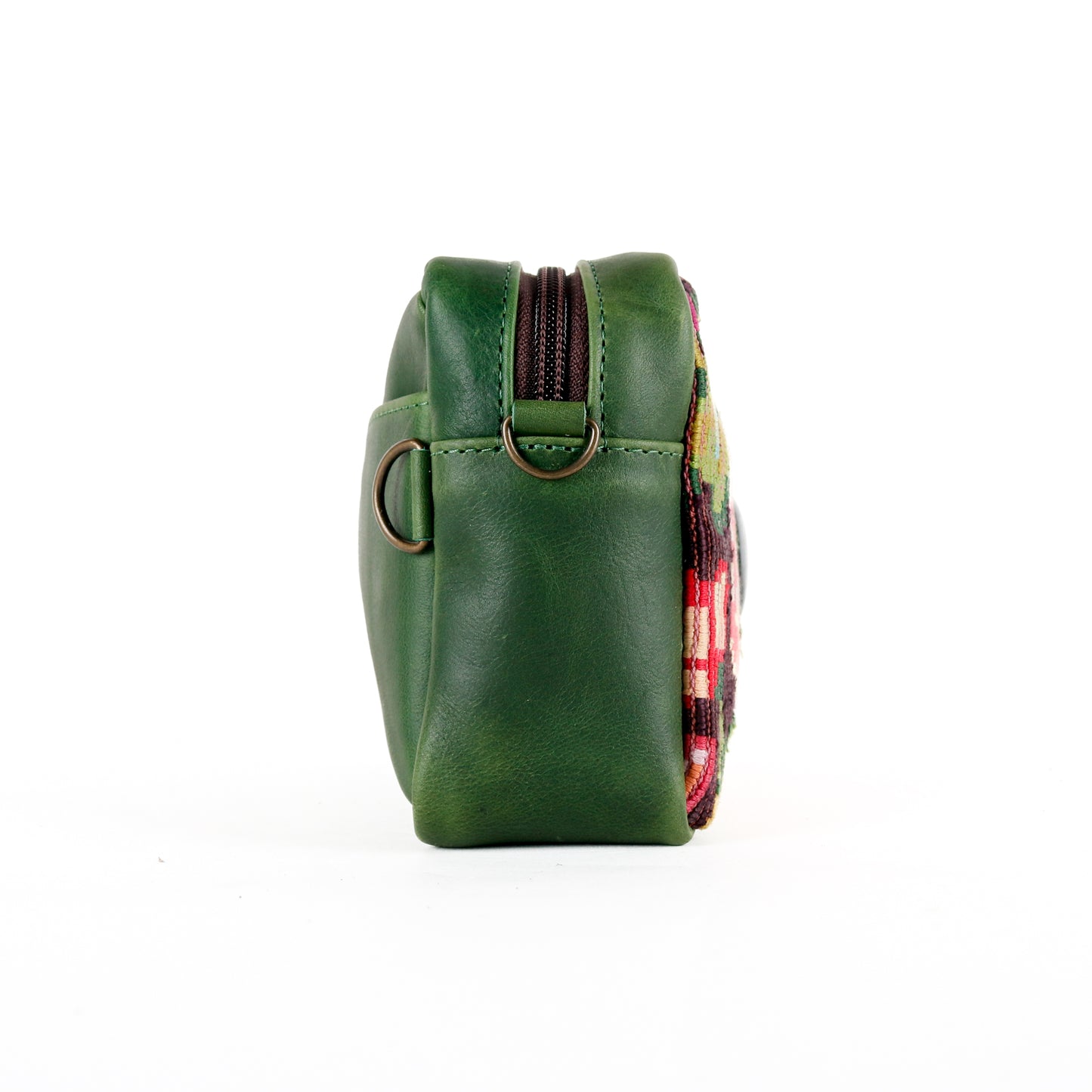 WANDER CROSSBODY BAG + STRAP SET - OOAK HUIPIL WITH JADE - EMERALD - NO. 15551