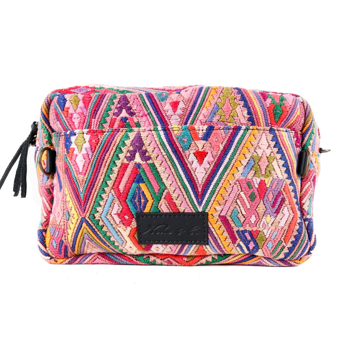 LARGE WANDER CROSSBODY BAG + STRAP SET - OOAK HUIPIL & CORTE - BLACK - NO. 15726