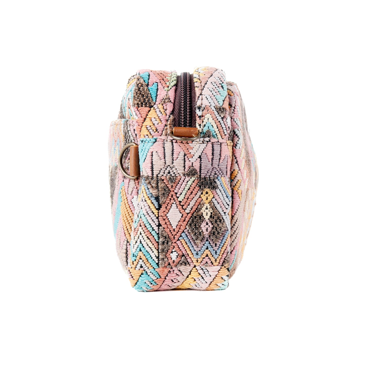 LARGE WANDER CROSSBODY BAG + STRAP SET - OOAK HUIPIL & CORTE - CAFE - NO. 15729
