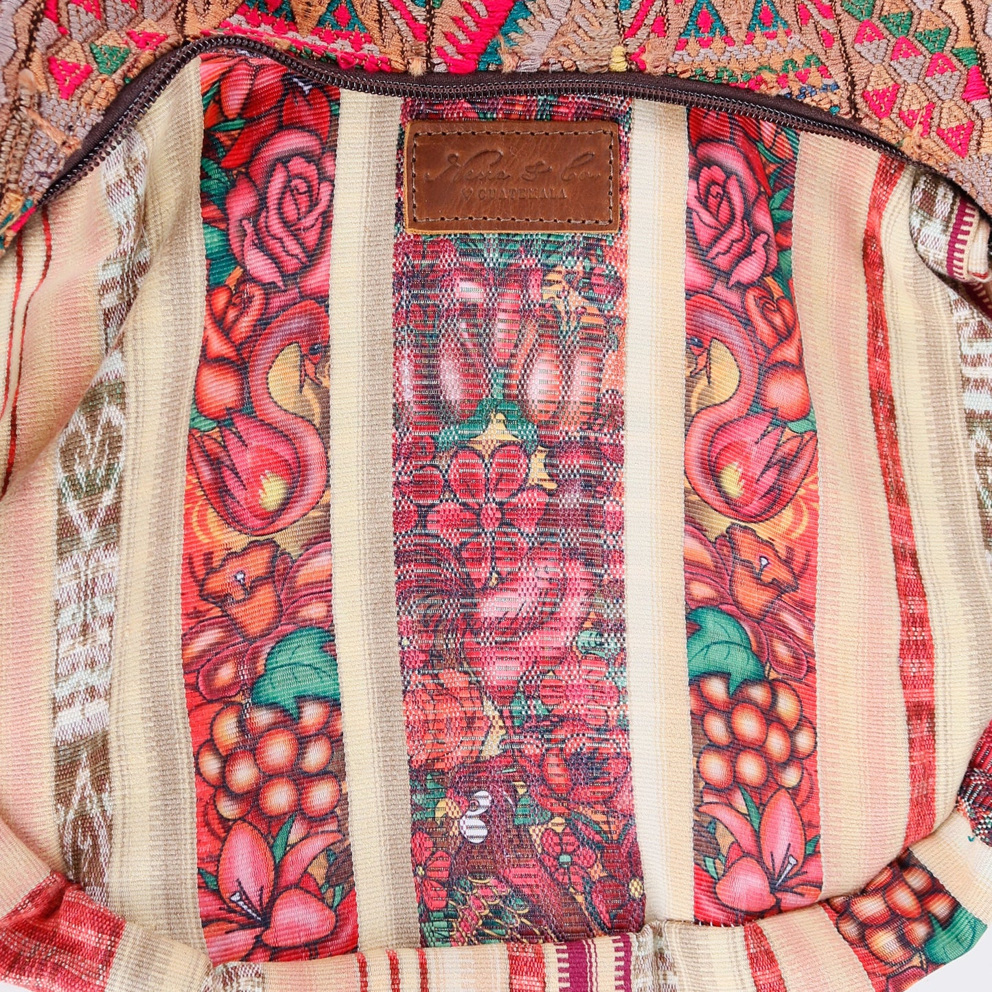 LARGE BOHO SADDLE BAG - OOAK HUIPIL - CAFE - NO. 15927