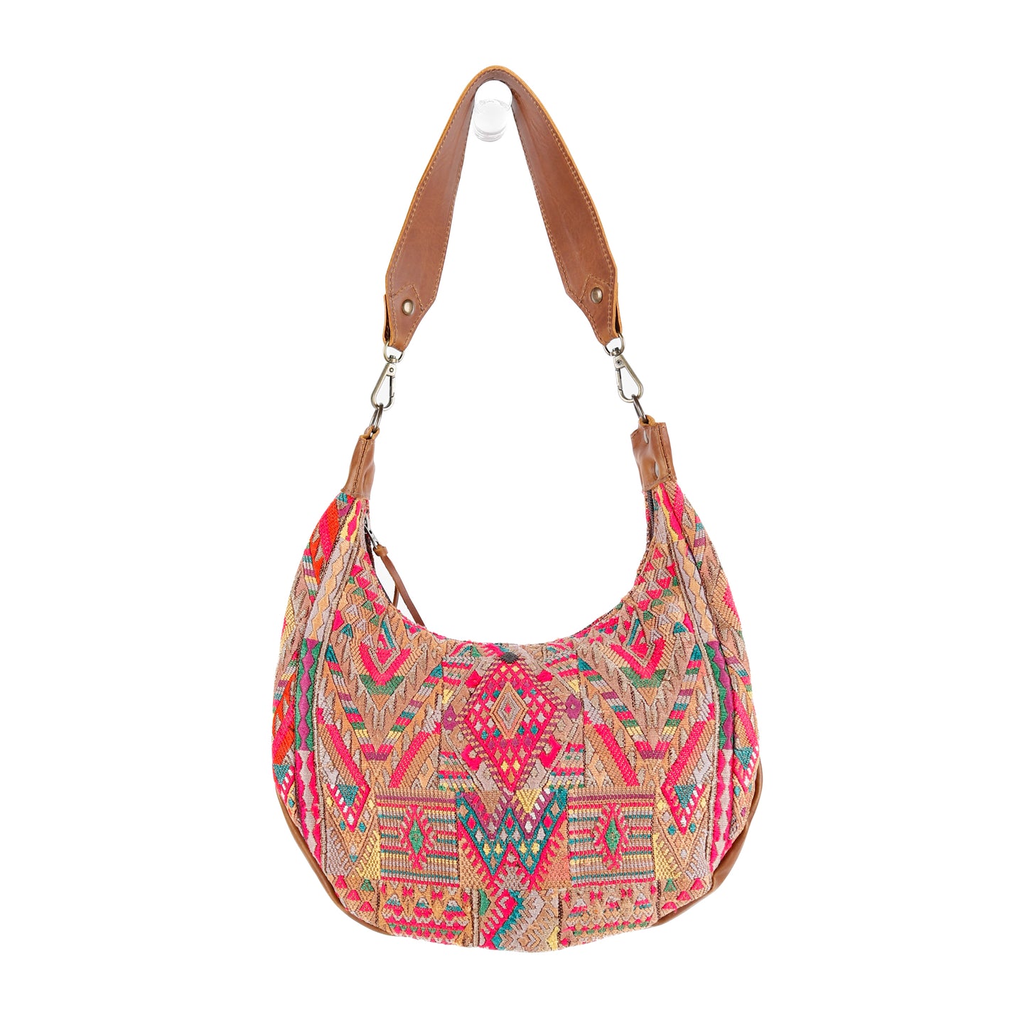 LARGE BOHO SADDLE BAG - OOAK HUIPIL - CAFE - NO. 15927
