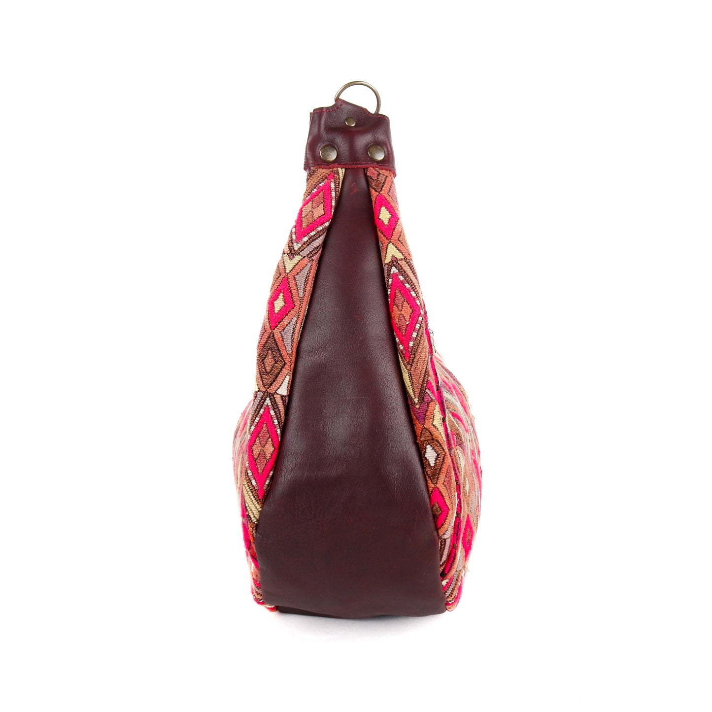 LARGE BOHO SADDLE BAG - OOAK HUIPIL - VINO TINTO - NO. 15932