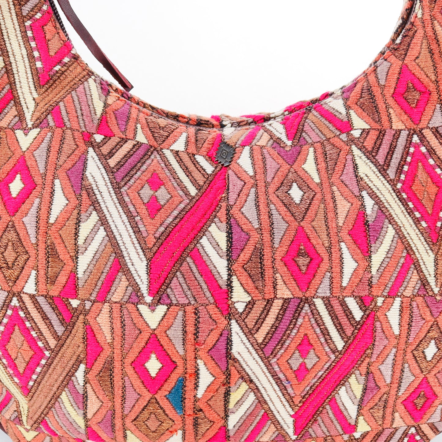 LARGE BOHO SADDLE BAG - OOAK HUIPIL - VINO TINTO - NO. 15932